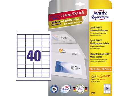 AVERY Zweckform Etiquette universelle, 48,5 x 25,4 mm, blanc