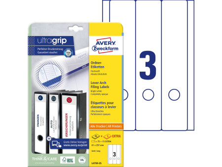 AVERY Zweckform Etiquette pour dos de classeur, 61 x 297 mm