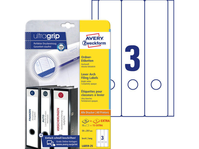AVERY Zweckform Etiquette pour dos de classeur, 59 x 297 mm
