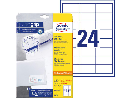 AVERY Zweckform Etiquette universelle, 64,6 x 33,8 mm, blanc