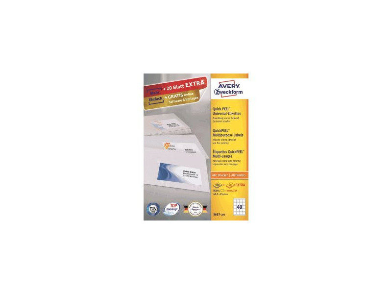 AVERY Zweckform Etiquette universelle, 48,5 x 25,4 mm, blanc