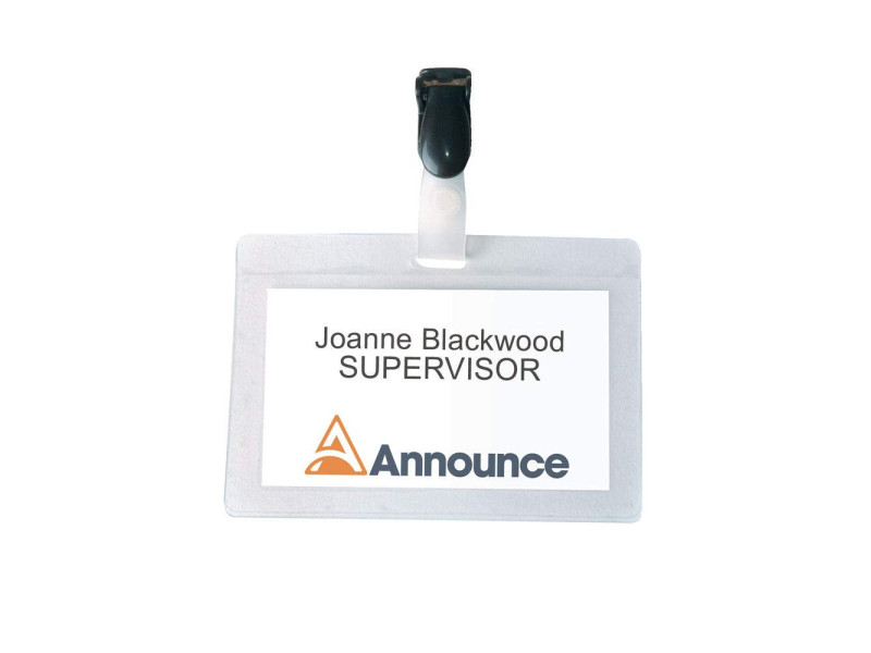 pavo Porte-badge plastifié, avec clip, 54 x 90 mm
