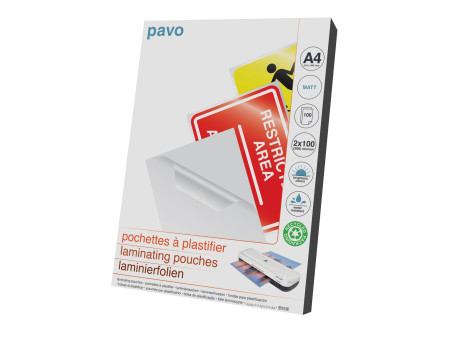 pavo Pochette de plastification, A4, mat, 200 microns