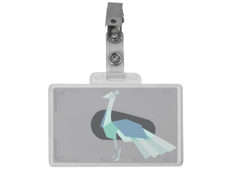 pavo Porte-badge, avec clip, 54 x 86 mm, transparent