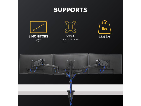 Fellowes Bras porte-écrans triple Platinum, noir