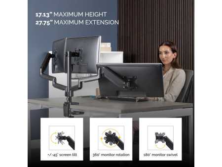 Fellowes Bras porte-écrans triple Platinum, noir