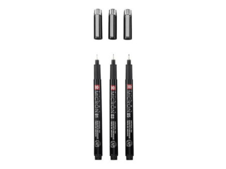 SAKURA Feutre fin Pigma Micron, set de 3 + étui GRATUIT