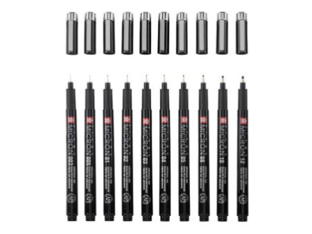 SAKURA Feutre fin Pigma Micron, set de 10 + étui GRATUIT