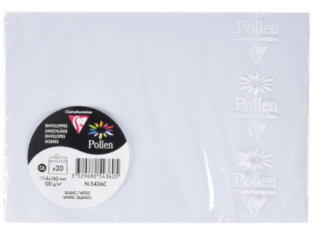 Pollen by Clairefontaine Enveloppes C6, blanc