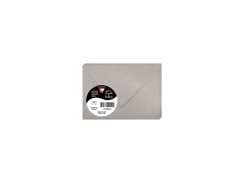 Pollen by Clairefontaine Enveloppes 75 x 100 mm, argent