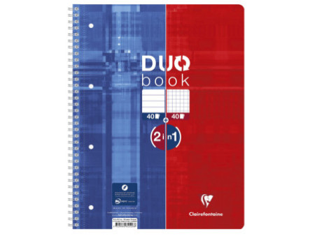 Clairefontaine Cahier DUOBOOK, A4, mi-quadrillé mi-ligné