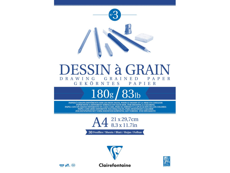 Clairefontaine Bloc papier dessin 'à Grain', A4, 180 g/m2