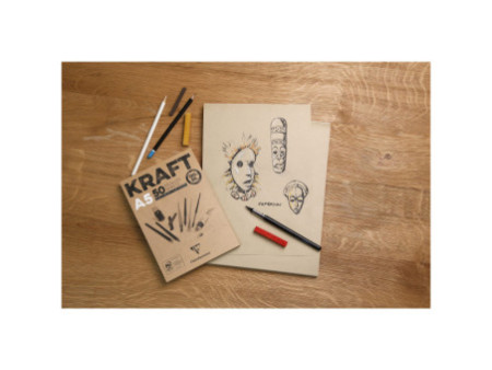Clairefontaine Bloc papier dessin 'KRAFT', A5, 120 g/m2