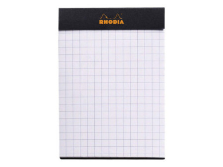 RHODIA Bloc agrafé No. 11, format A7, quadrillé 5x5, noir