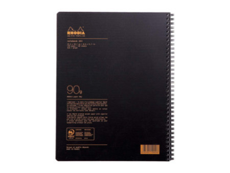 RHODIA Cahier à spirale 'Note Book', A4+, quadrillé 5x5,noir