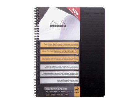 RHODIA Cahier à spirale 'Note Book', A4+, ligné, noir