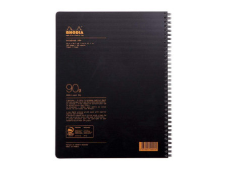 RHODIA Cahier à spirale 'Note Book', A4+, ligné, noir