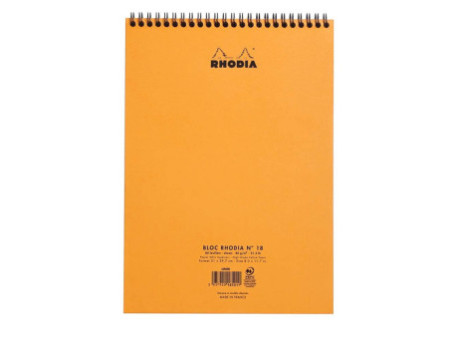 RHODIA Bloc spiralé No. 18, format A4, quadrillé 5x5, orange