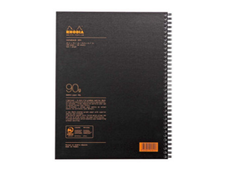 RHODIA Cahier à spirale 'Note Book', A4+, quadrillé 5x5,noir