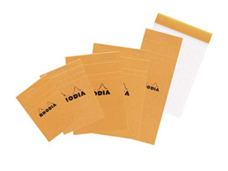 RHODIA Bloc agrafé No. 8, 74 x 210 mm, quadrillé 5x5, orange