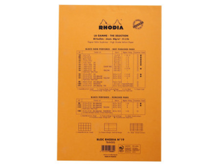 RHODIA Bloc agrafé No. 19 Yellow, A4+, ligné, orange