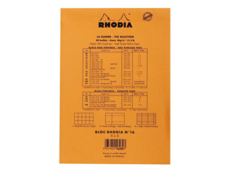 RHODIA Bloc agrafé No. 16 Yellow, format A5, quadrillé