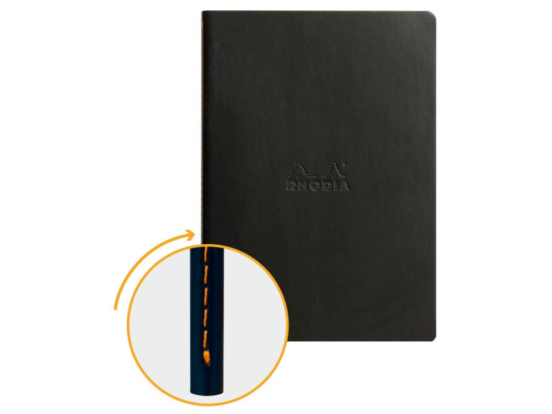 RHODIA Carnet piqûre textile RHODIARAMA, A5, ligné, noir