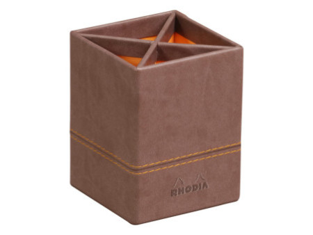 RHODIA Pot à crayons, en similicuir, chocolat