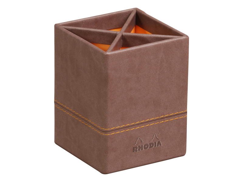 RHODIA Pot à crayons, en similicuir, chocolat