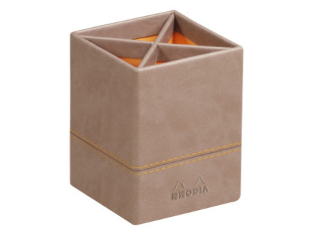 RHODIA Pot à crayons, en similicuir, taupe