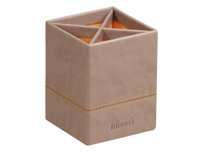 RHODIA Pot à crayons, en similicuir, taupe