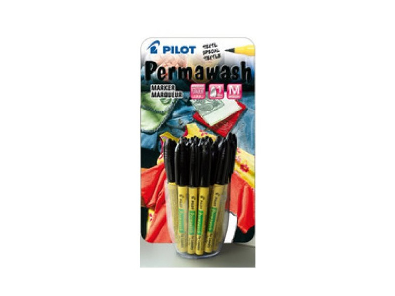 PILOT Marqueur textile Permawash, noir, présentoir 24 pièces