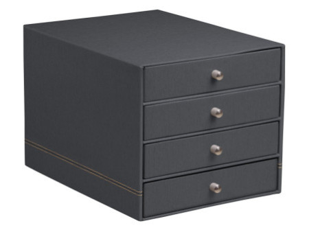 RHODIA Trieur 4 tiroirs, en simili cuir, titane
