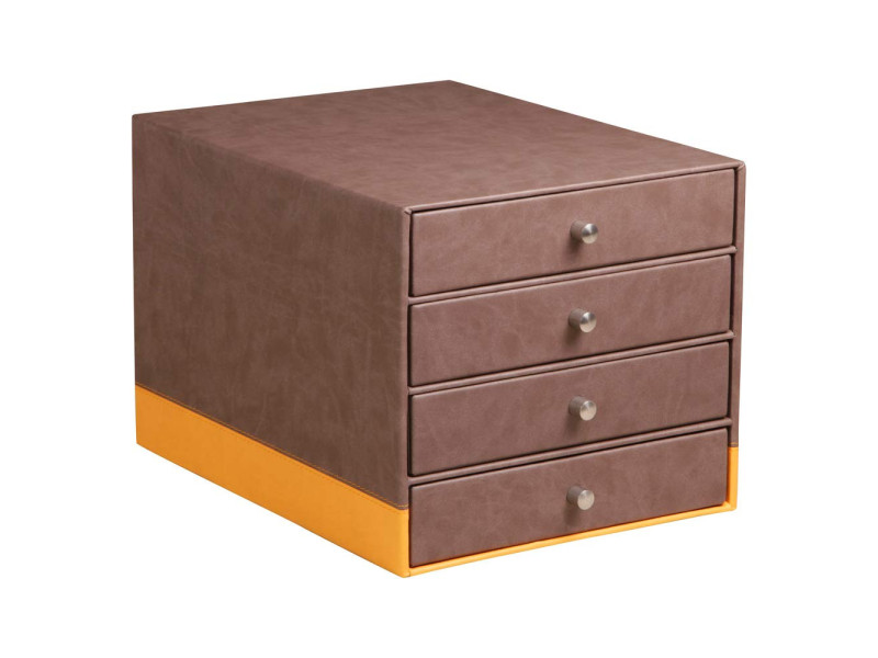 RHODIA Trieur 4 tiroirs, en simili cuir, chocolat
