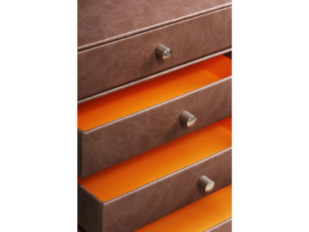 RHODIA Trieur 4 tiroirs, en simili cuir, chocolat