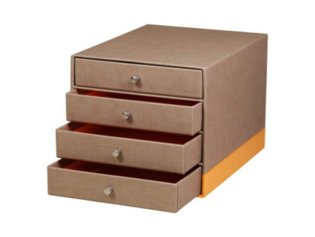 RHODIA Trieur 4 tiroirs, en simili cuir, taupe