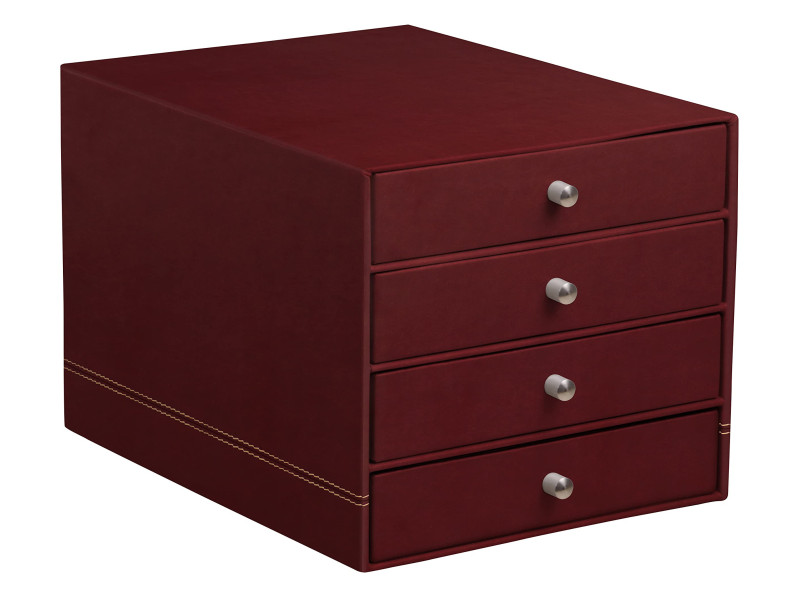 RHODIA Trieur 4 tiroirs, en simili cuir, lie de vin