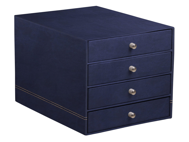 RHODIA Trieur 4 tiroirs, en simili cuir, bleu nuit