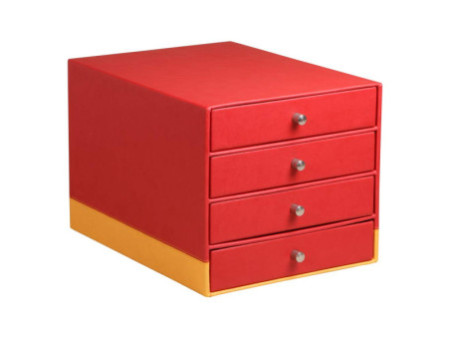 RHODIA Trieur 4 tiroirs, en simili cuir, coquelicot