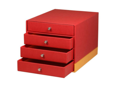 RHODIA Trieur 4 tiroirs, en simili cuir, coquelicot