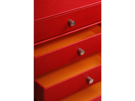 RHODIA Trieur 4 tiroirs, en simili cuir, coquelicot