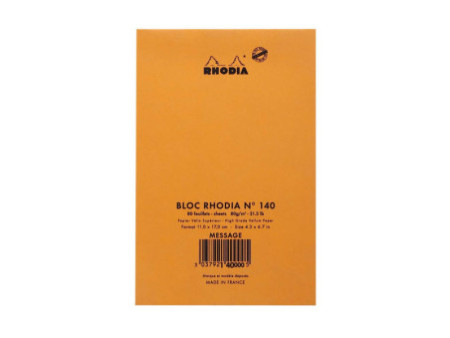 RHODIA Bloc No.140 'MESSAGE', 110 x 170 mm, orange