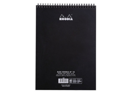 RHODIA Bloc spiralé No. 18, format A4, pointillé dot, noir