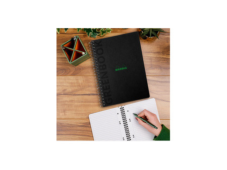 RHODIA Cahier à spirale GREENPAD, A4+, ligné, noir