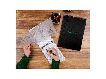 RHODIA Bloc reliure intégrale GREENPAD, A4+, ligné, noir