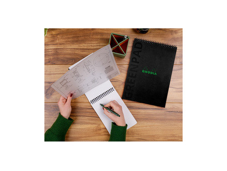 RHODIA Bloc reliure intégrale GREENPAD, A5+, quadrillé, noir