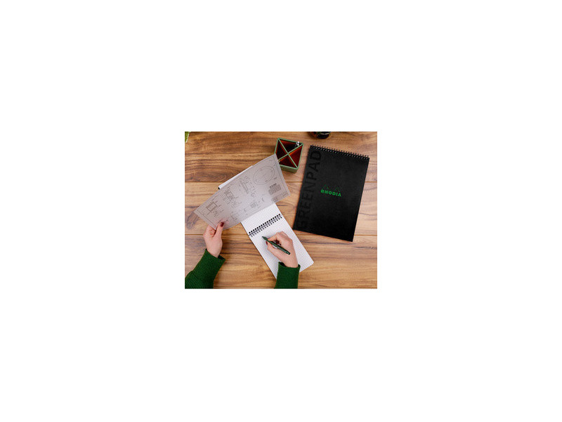 RHODIA Bloc reliure intégrale GREENPAD, A5+, quadrillé, noir