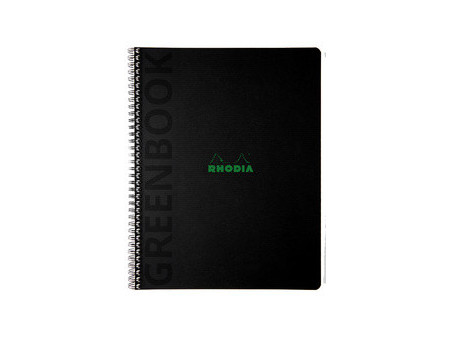 RHODIA Cahier à spirale GREENPAD, A4+, quadrillé, noir