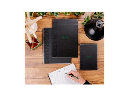 RHODIA Cahier à spirale GREENPAD, A4+, ligné, noir