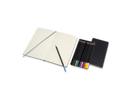 MOLESKINE Kit croquis aquarelle, carnet L/A5 + 12 crayons